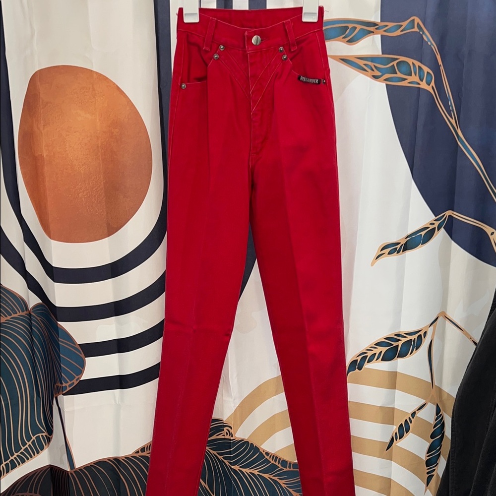 Red High-Rise Slim Jeans